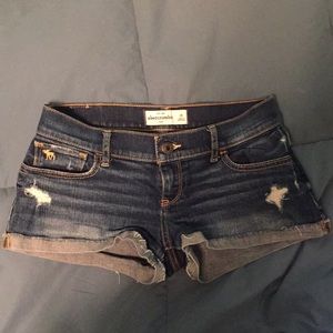 Abercrombie dark wash denim shorts.